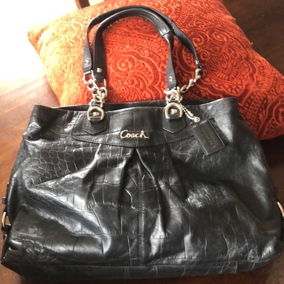 Coach Handbags - COACH Ashley Croc Embossed Leather Bag